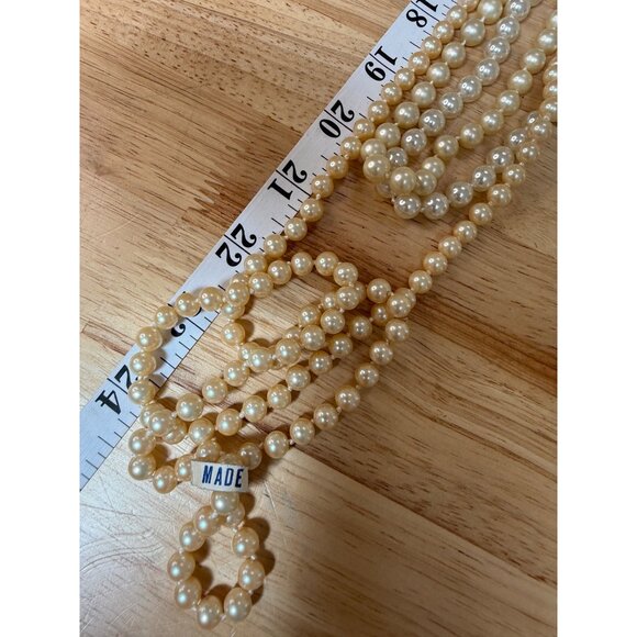 Three Glass Pearl Necklaces In Cream & Ivory Tones 26"-34" Long - Picture 4 of 9